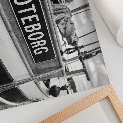 Affiche décorative détail d'un bateau rétro en noir et blanc