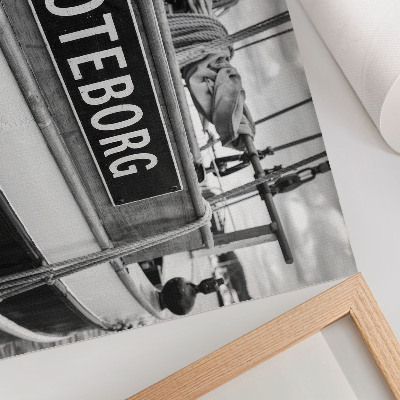 Affiche décorative Détail d'un bateau rétro noir et blanc