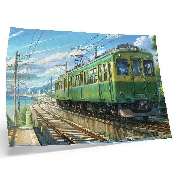 Affiche Train illustratif dans un paysage marin