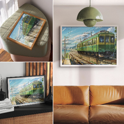 Affiche Train illustratif dans un paysage marin