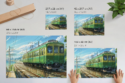 Affiche Train illustratif dans un paysage marin