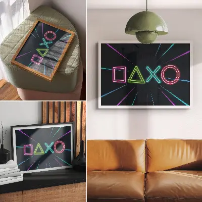 Affiche et poster avec formes néon aux couleurs dynamiques style futuriste