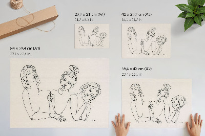 Affiche Lignes noires et blanches, délicatesse, intimité des figures