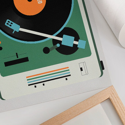 Affiche décorative Gramophone rétro aux couleurs géométriques contrastées