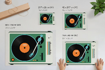 Affiche décorative Gramophone rétro aux couleurs géométriques contrastées