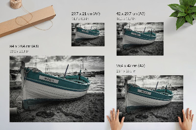 Affiche et poster Bateau sur la plage, paix, rêve, aventure