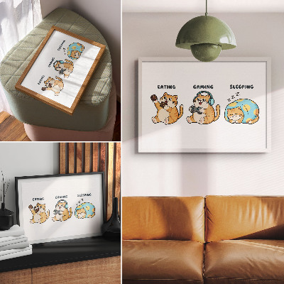 Affiche décorative Illustrations de chats drôles, mignons et amusants