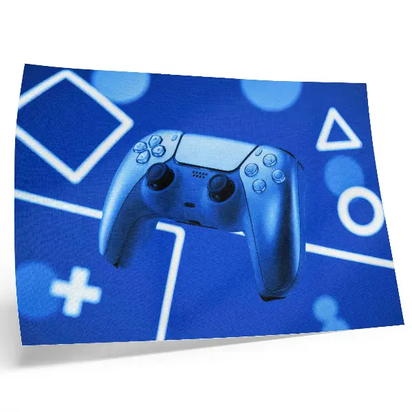 Affiche et poster manette de jeu au design géométrique bleu