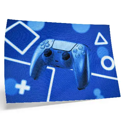 Affiche et poster manette de jeu au design géométrique bleu