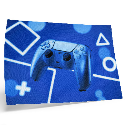 Affiche et poster manette de jeu fond géométrique bleu