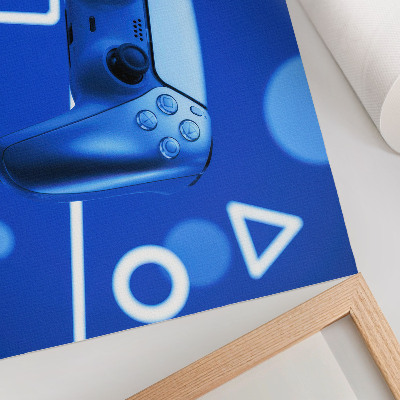 Affiche et poster manette de jeu fond géométrique bleu