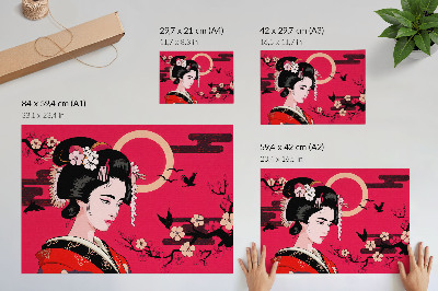 Affiche décorative Composition florale moderne à motifs orientaux