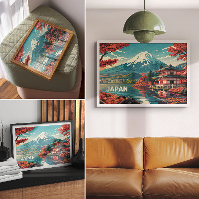 Affiche et poster Lac et montagne aux couleurs chatoyantes, paysage japonais