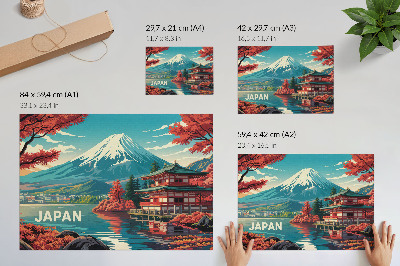Affiche et poster Lac et montagne aux couleurs chatoyantes, paysage japonais