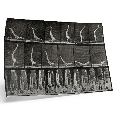 Affiche Un homme se tenant en équilibre sur les mains à partir d'une position allongée sur le dos. Phototype d'après Eadweard Muybridge, 1887.