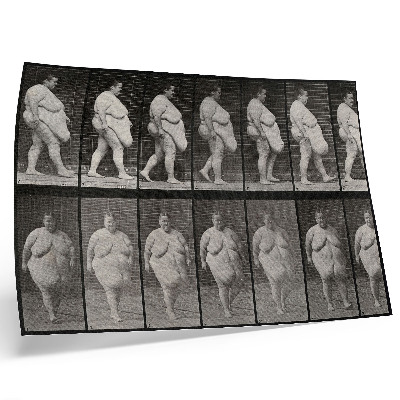Affiche décorative Femme obèse marchant. Phototype d'après Eadweard Muybridge, 1887