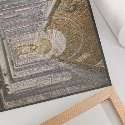 Affiche représentant le panorama de l'intérieur de la basilique Saint-Pierre au Vatican par un auteur anonyme et Giovanni Battista Piranesi