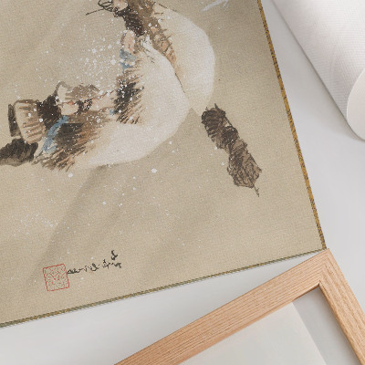 Affiche Un pêcheur portant un filet dans la neige (vers 1821), reproduction haute résolution par Katsushika Hokusai