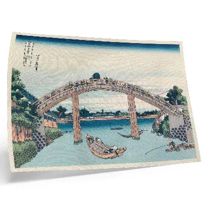 Affiche décorative représentant Vue depuis le dessous du pont Mannenbashi à Fukagawa, 1985, par Katsushika Hokusai