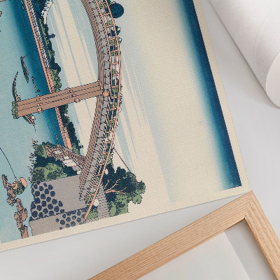 Affiche décorative Vue depuis le dessous du pont Mannenbashi à Fukagawa, 1985, par Katsushika Hokusai