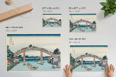 Affiche décorative Vue depuis le dessous du pont Mannenbashi à Fukagawa, 1985, par Katsushika Hokusai