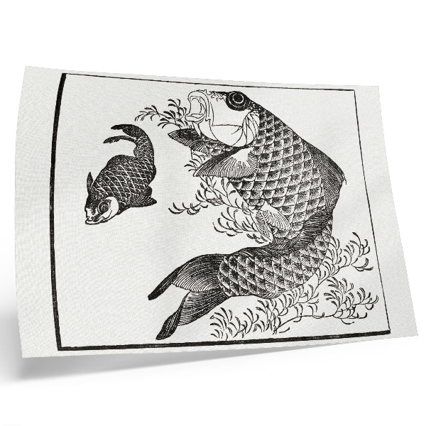 Affiche La carpe d'Hokusai, une illustration animalière japonaise