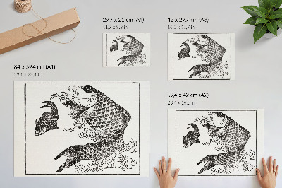 Affiche La carpe d'Hokusai, une illustration animalière japonaise