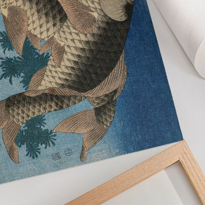 Affiche décorative Carpe nageant parmi les algues (1831) – Illustration japonaise d'un poisson