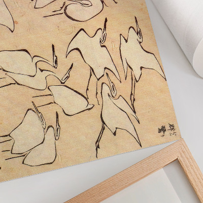 Affiche et poster Les hérons de Katsushika Hokusai, extraits de « Leçons rapides de dessin simplifié » (1823)