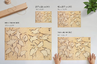 Affiche et poster Les hérons de Katsushika Hokusai, extraits de « Leçons rapides de dessin simplifié » (1823)