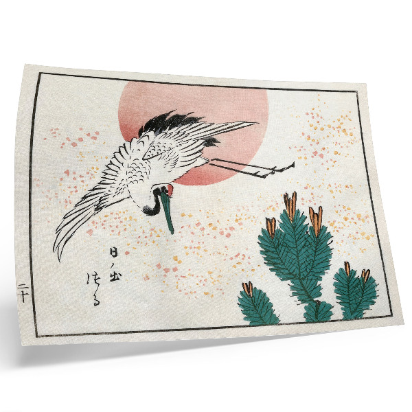 Affiche Gravure sur bois japonaise représentant une grue (1826–1869)
