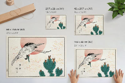 Affiche Gravure sur bois japonaise représentant une grue (1826–1869)