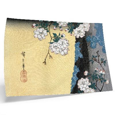 Affiche et poster Fleurs de cerisier japonaises (1837) – estampe ancienne sur bois d'Utagawa Hiroshige