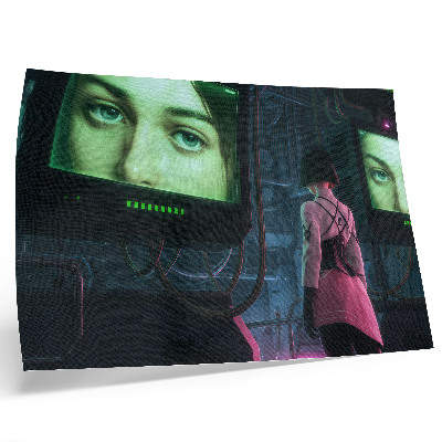 Affiche Interagir avec une image numérique d'une femme