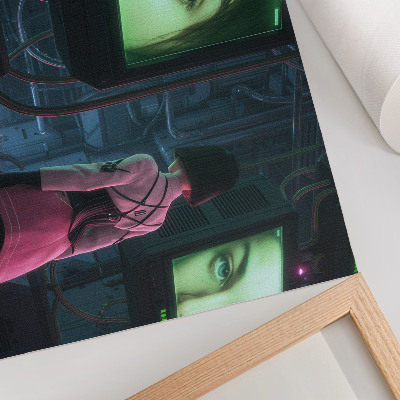 Affiche Interagir avec une image numérique d'une femme