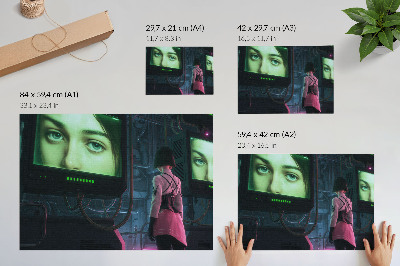 Affiche Interagir avec une image numérique d'une femme