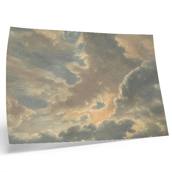 Affiche décorative Des nuages dans le ciel, dans des tons de gris et de beige.