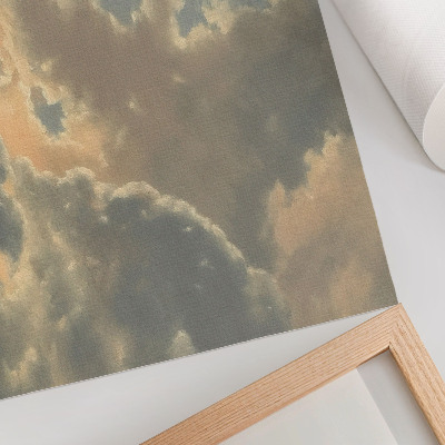 Affiche décorative Des nuages ​​dans le ciel, dans des tons de gris et de beige.