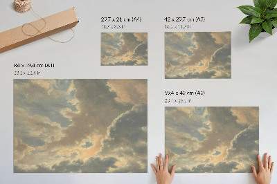 Affiche décorative Des nuages ​​dans le ciel, dans des tons de gris et de beige.