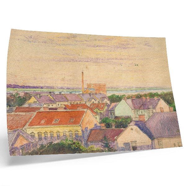 Affiche Vue de la ville par Egon Schiele, illustration