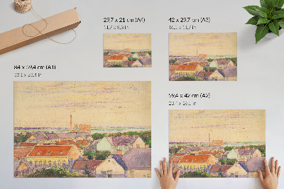 Affiche Vue de la ville par Egon Schiele, illustration