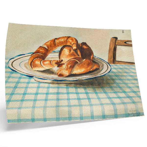Affiche décorative Nature morte avec une assiette de gâteau par Egon Schiele
