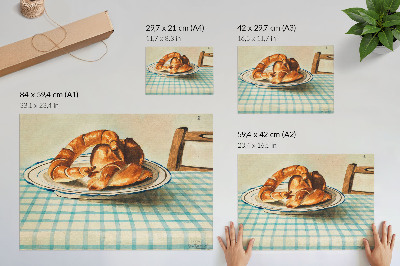 Affiche décorative Nature morte avec une assiette de gâteau par Egon Schiele