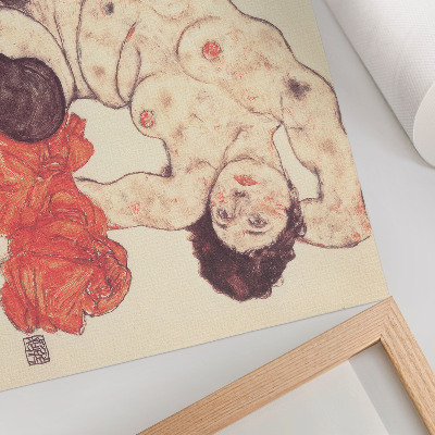Affiche Nu féminin avec une serviette jaune (1917) par Egon Schiele