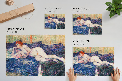 Affiche décorative Femme nue montrant ses seins, œuvre érotique ancienne d'Henri de Toulouse-Lautrec