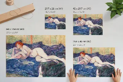 Affiche décorative représentant une femme nue montrant ses seins, œuvre érotique ancienne d'Henri de Toulouse-Lautrec