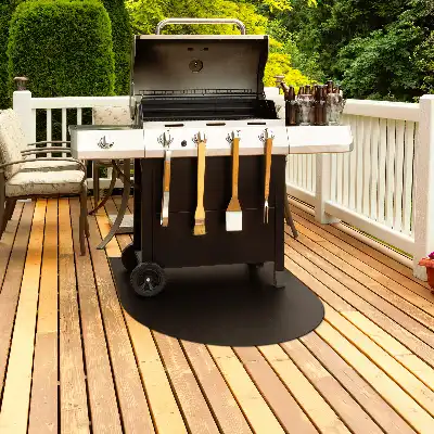 Plaque de protection barbecue en forme de demi-ovale de 80x70 cm