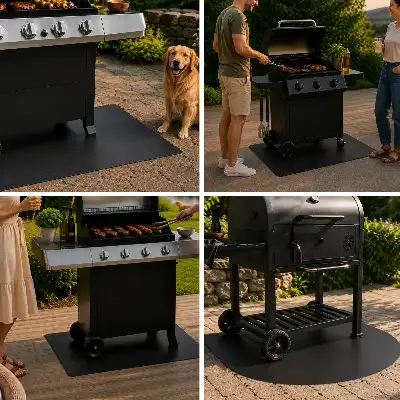 Plaque de protection barbecue en forme de demi-ovale de 80x70 cm