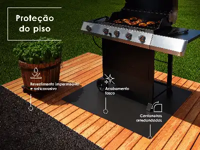 Protection de sol pour barbecue en forme demi-ovale avec des dimensions de 100x100 cm