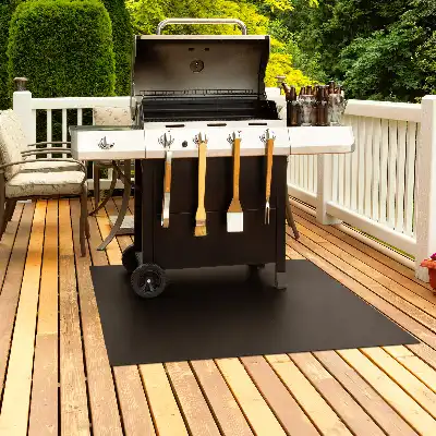 Protection sol sous barbecue de forme rectangulaire en 100x80 cm
